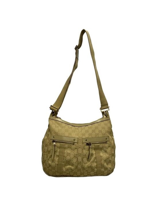 Gucci Handbags - ★SOLD★ Gucci Shoulder Bag GG Pattern Beige Green Leather